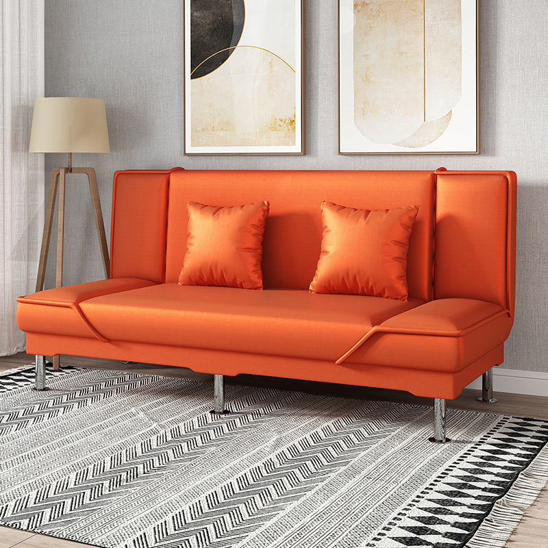 Armless Settee with Cotton Blend 19.68" W Convertible Sleeper Sofa for Living Room Orange Clearhalo 'furn' 'furn_sofas' 'Furniture' 'furniture_sofas' 'kitchen' 'kitchen_sofas' 'Living Room Furniture' 'Sofa' 'sofas' 4777644