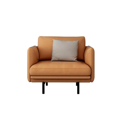 Modern Style Square Armrest Sponge Seat Filled with Leather & Leather Orange Sofa 37"L x 35"W x 33.5"H Clearhalo 'furn' 'furn_sofas' 'Furniture' 'furniture_sofas' 'kitchen' 'kitchen_sofas' 'Living Room Furniture' 'Sofa' 'sofas' 4777656