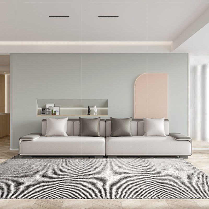 29.52"H Faux Leather Stain Resistant Pillow Top Arm Sofa for Living Room 142"L x 35"W x 29.5"H Latex Clearhalo 'furn' 'furn_sofas' 'Furniture' 'furniture_sofas' 'kitchen' 'kitchen_sofas' 'Living Room Furniture' 'Sofa' 'sofas' 4777665