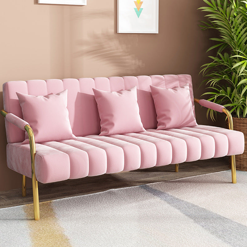 Modern Standard Metal Legs Sofa Macaroon Fabric Sofa for Apartment Clearhalo 'furn' 'furn_sofas' 'Furniture' 'furniture_sofas' 'kitchen' 'kitchen_sofas' 'Living Room Furniture' 'Sofa' 'sofas' 4777683