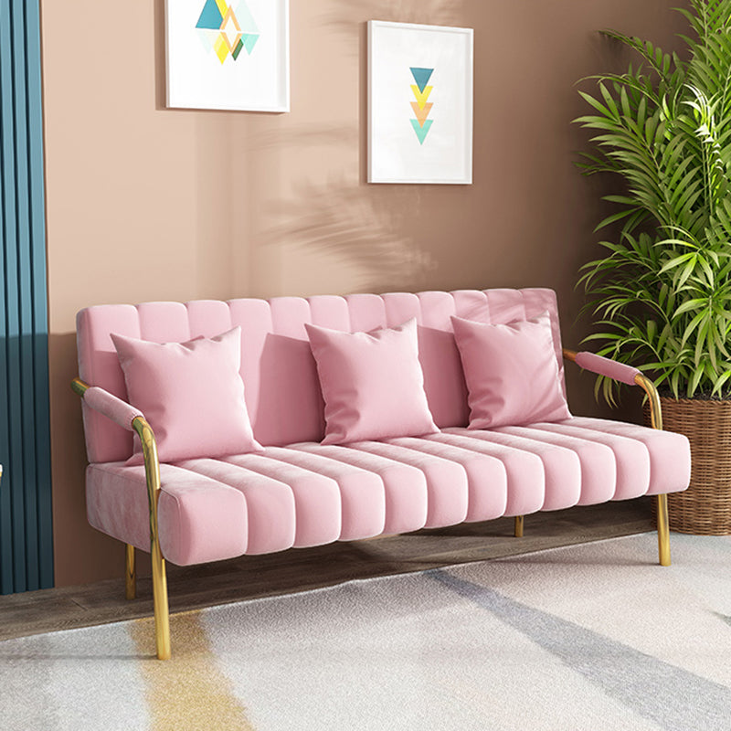 Modern Standard Metal Legs Sofa Macaroon Fabric Sofa for Apartment Clearhalo 'furn' 'furn_sofas' 'Furniture' 'furniture_sofas' 'kitchen' 'kitchen_sofas' 'Living Room Furniture' 'Sofa' 'sofas' 4777685
