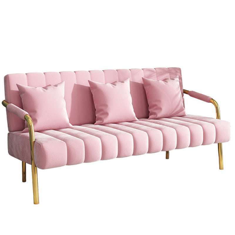 Modern Standard Metal Legs Sofa Macaroon Fabric Sofa for Apartment Clearhalo 'furn' 'furn_sofas' 'Furniture' 'furniture_sofas' 'kitchen' 'kitchen_sofas' 'Living Room Furniture' 'Sofa' 'sofas' 4777687