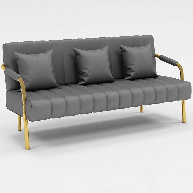 Modern Standard Metal Legs Sofa Macaroon Fabric Sofa for Apartment Dark Gray Clearhalo 'furn' 'furn_sofas' 'Furniture' 'furniture_sofas' 'kitchen' 'kitchen_sofas' 'Living Room Furniture' 'Sofa' 'sofas' 4777690