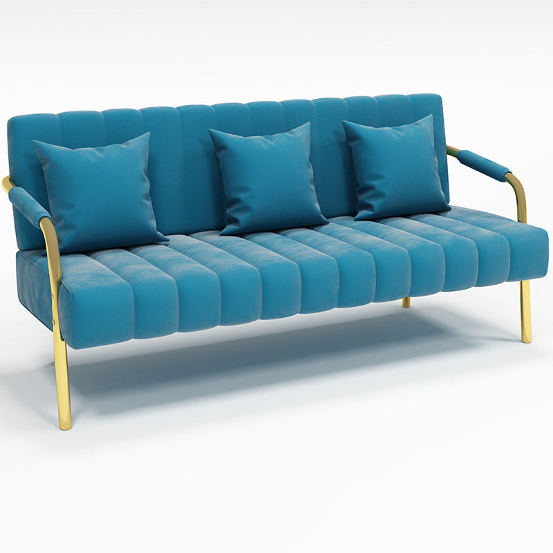 Modern Standard Metal Legs Sofa Macaroon Fabric Sofa for Apartment 59"L x 23"W x 28"H Sky Blue Clearhalo 'furn' 'furn_sofas' 'Furniture' 'furniture_sofas' 'kitchen' 'kitchen_sofas' 'Living Room Furniture' 'Sofa' 'sofas' 4777699