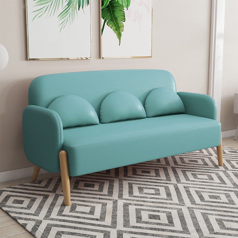Ultra-Modern 3-seater Sofa with Square Arm and 4 Wooden Legs Turquoise Clearhalo 'Furniture' 'furniture_sofas' 'kitchen' 'kitchen_sofas' 'Living Room Furniture' 'Sofa' 'sofas' 4777741