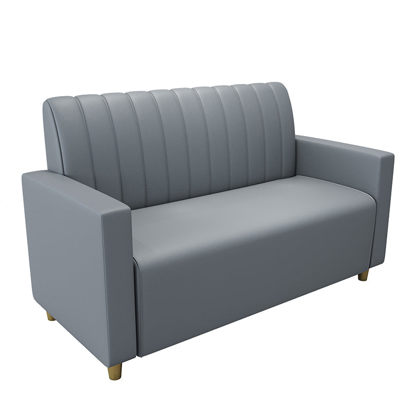 47.27"D x 25.59"W x 33.46"H Contemporary Glam 2-seat Sofa for Restaurant Silver Gray Sewn Pillow Back Square Arm Clearhalo 'furn' 'furn_sofas' 'Furniture' 'furniture_sofas' 'kitchen' 'kitchen_sofas' 'Living Room Furniture' 'Sofa' 'sofas' 4777754