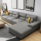 Modern Reversible Chaise Sectionals with Pillows Flared Arm Sectionals for Living Room Dark Gray Faux Leather Latex Clearhalo 'Furniture' 'furniture_sectionals' 'kitchen' 'kitchen_sectionals' 'Living Room Furniture' 'Sectionals' 4777790