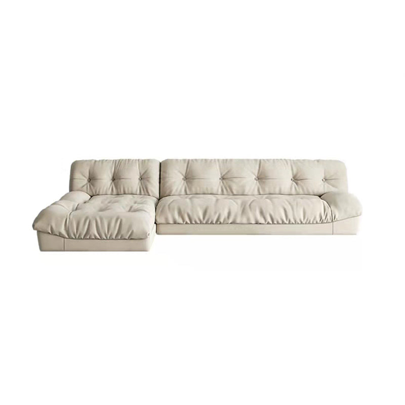 Armless Tufted Split-Back Sectional Sofa with Chaise L-Shape Sectionals Sofas 110"L x 69"W x 29.5"H Suede Right Clearhalo 'furn' 'furn_sectionals' 'Furniture' 'furniture_sectionals' 'kitchen' 'kitchen_sectionals' 'Living Room Furniture' 'Sectionals' 4777811