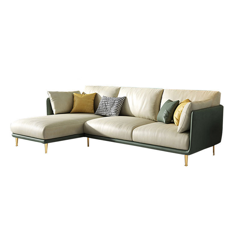 Cushion Back Slipcovered Furniture Sectionals Faux Leather Sofa 102"L x 67"W x 34"H Clearhalo 'furn' 'furn_sectionals' 'Furniture' 'furniture_sectionals' 'kitchen' 'kitchen_sectionals' 'Living Room Furniture' 'Sectionals' 4777828