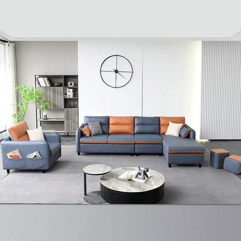 Square Arm Faux leather Removable Cushions Sectionals with Storage Clearhalo 'furn' 'furn_sectionals' 'Furniture' 'furniture_sectionals' 'kitchen' 'kitchen_sectionals' 'Living Room Furniture' 'Sectionals' 4777852