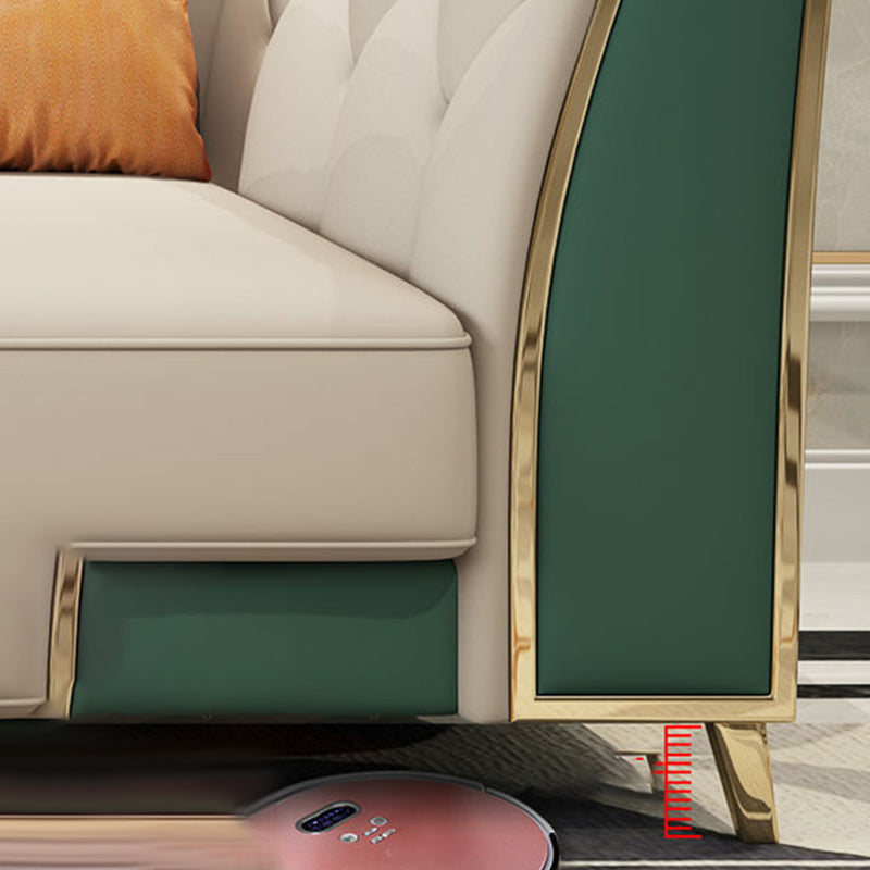 Recessed Arm Tufted Back Furniture Sectionals Pleated Genuine Leather Sectional Sofa Set Clearhalo 'Furniture' 'furniture_sectionals' 'kitchen' 'kitchen_sectionals' 'Living Room Furniture' 'Sectionals' 4777866