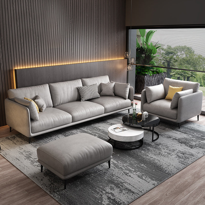 Light-grey Pillowed Back Cushions Contemporary Removable Cushions Sofa Clearhalo 'furn' 'furn_sectionals' 'Furniture' 'furniture_sectionals' 'kitchen' 'kitchen_sectionals' 'Living Room Furniture' 'Sectionals' 4777872
