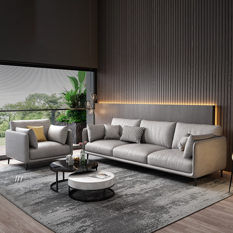 Light-grey Pillowed Back Cushions Contemporary Removable Cushions Sofa 87"L x 37"W x 34"H Sponge Clearhalo 'furn' 'furn_sectionals' 'Furniture' 'furniture_sectionals' 'kitchen' 'kitchen_sectionals' 'Living Room Furniture' 'Sectionals' 4777873