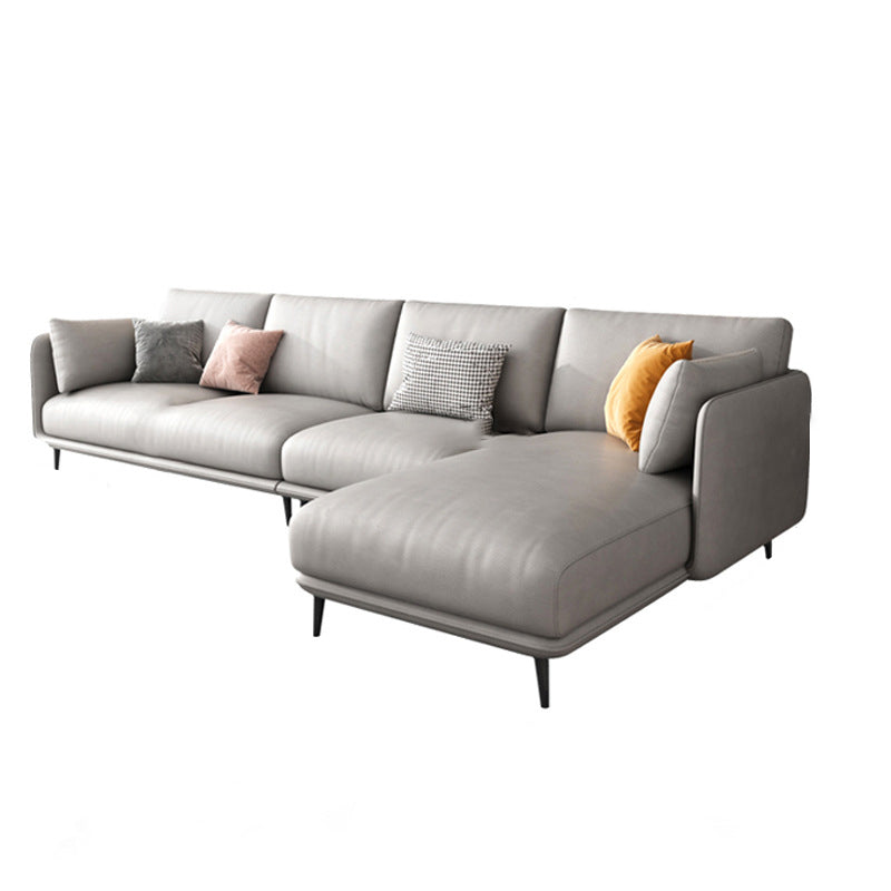 Light-grey Pillowed Back Cushions Contemporary Removable Cushions Sofa 134"L x 65"W x 34"H Down Clearhalo 'furn' 'furn_sectionals' 'Furniture' 'furniture_sectionals' 'kitchen' 'kitchen_sectionals' 'Living Room Furniture' 'Sectionals' 4777883