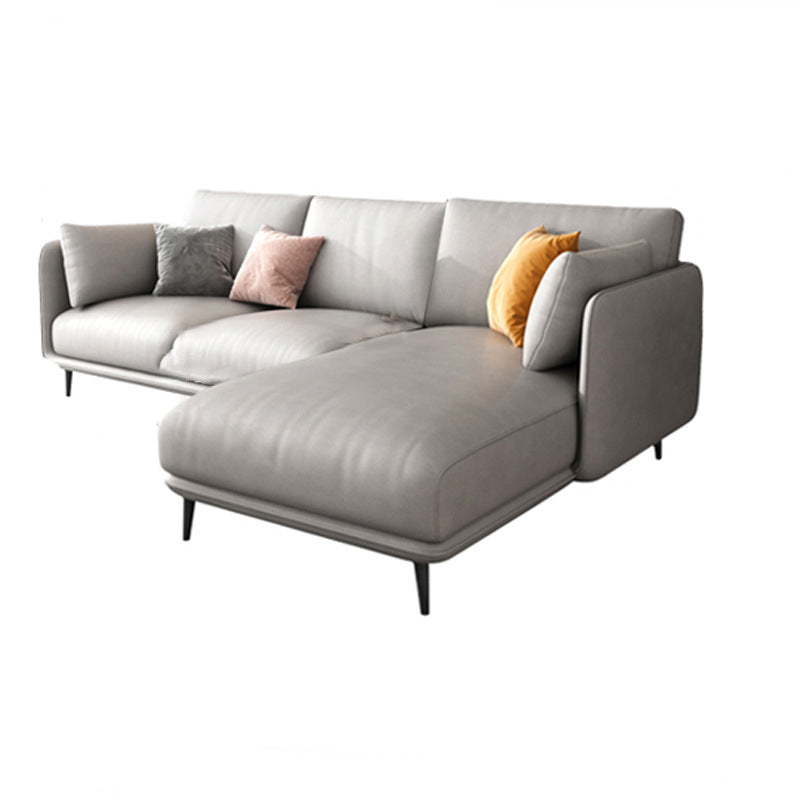 Light-grey Pillowed Back Cushions Contemporary Removable Cushions Sofa 110"L x 65"W x 34"H Clearhalo 'furn' 'furn_sectionals' 'Furniture' 'furniture_sectionals' 'kitchen' 'kitchen_sectionals' 'Living Room Furniture' 'Sectionals' 4777884