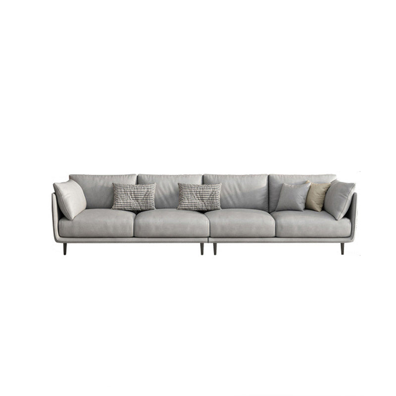 Light-grey Pillowed Back Cushions Contemporary Removable Cushions Sofa 126"L x 37"W x 34"H Down Clearhalo 'furn' 'furn_sectionals' 'Furniture' 'furniture_sectionals' 'kitchen' 'kitchen_sectionals' 'Living Room Furniture' 'Sectionals' 4777885