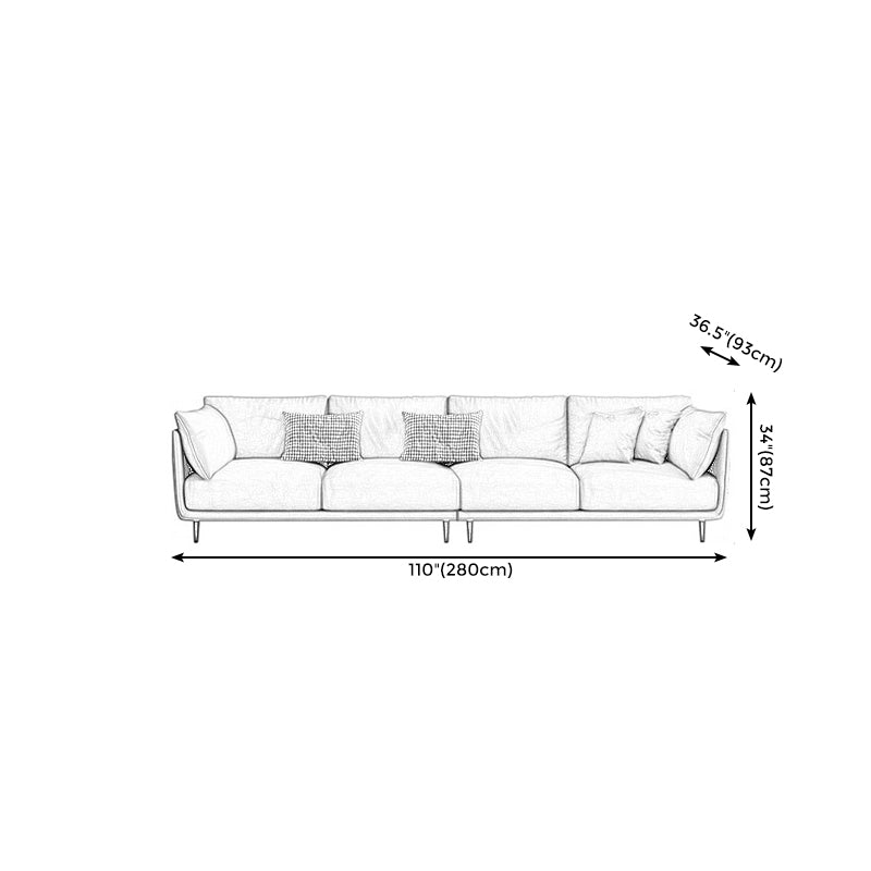 Light-grey Pillowed Back Cushions Contemporary Removable Cushions Sofa Clearhalo 'furn' 'furn_sectionals' 'Furniture' 'furniture_sectionals' 'kitchen' 'kitchen_sectionals' 'Living Room Furniture' 'Sectionals' 4777890