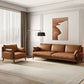 Brown Leather Settee Furniture Recessed Arm Sofa Set with Pillows Clearhalo 'Furniture' 'furniture_sectionals' 'kitchen' 'kitchen_sectionals' 'Living Room Furniture' 'Sectionals' 4777895