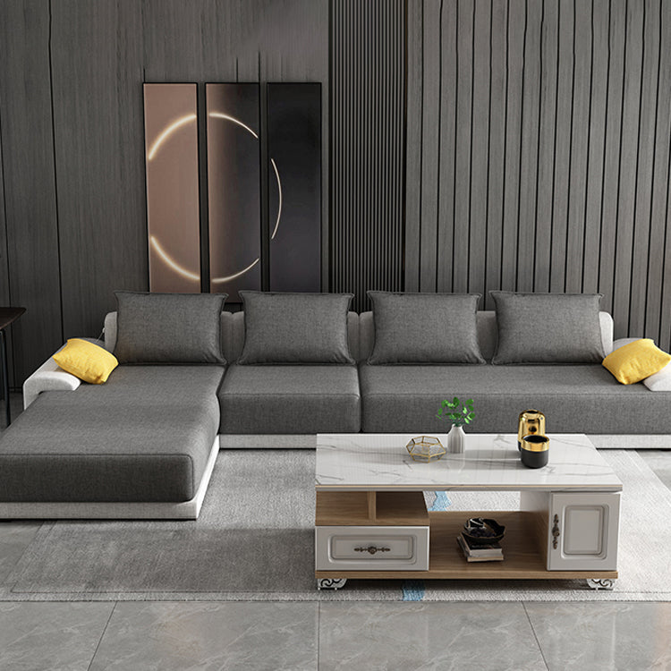 Contemporary Reversible Chaise Sofa Removable Cushions Sofa with Pillows Clearhalo 'furn' 'furn_sectionals' 'Furniture' 'furniture_sectionals' 'kitchen' 'kitchen_sectionals' 'Living Room Furniture' 'Sectionals' 4777919