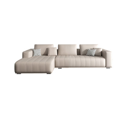 Transitional Modern Cushions Sofa 31.5"High Square Arm Sofa, Beige 106"L x 67"W x 31.5"H Clearhalo 'furn' 'furn_sectionals' 'Furniture' 'furniture_sectionals' 'kitchen' 'kitchen_sectionals' 'Living Room Furniture' 'Sectionals' 4777983