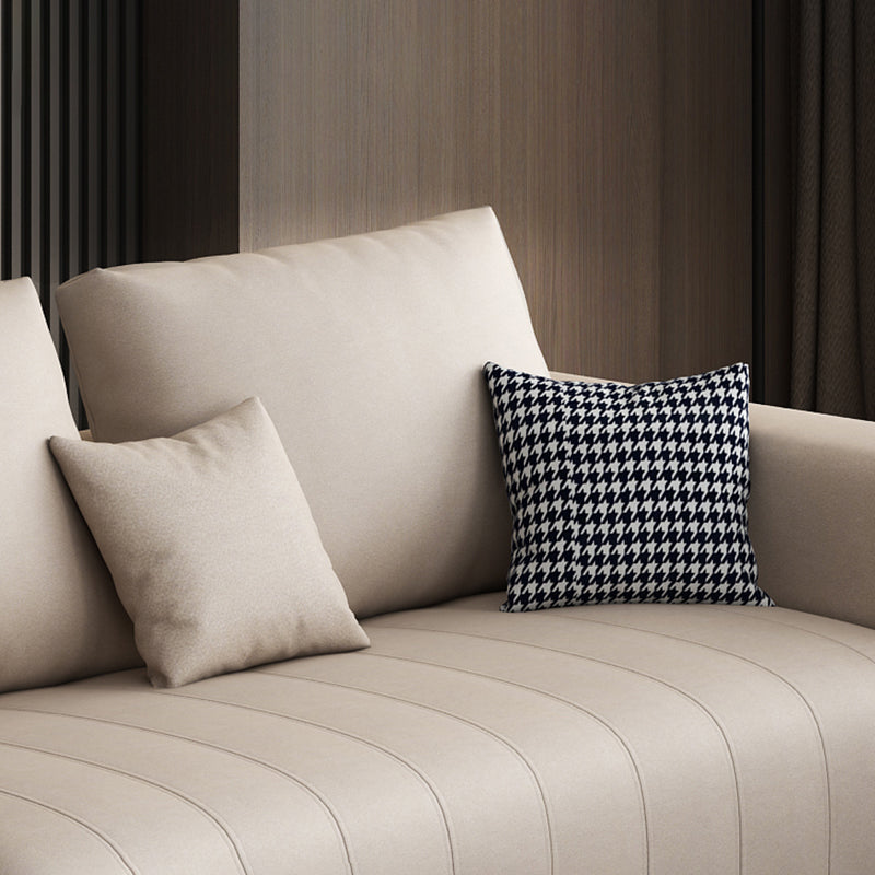 Transitional Modern Cushions Sofa 31.5"High Square Arm Sofa, Beige Clearhalo 'furn' 'furn_sectionals' 'Furniture' 'furniture_sectionals' 'kitchen' 'kitchen_sectionals' 'Living Room Furniture' 'Sectionals' 4777985