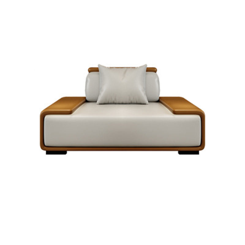 Assembled Genuine Leather Living Room Recessed Arm Modular Sofa & Chaise Clearhalo 'furn' 'furn_sectionals' 'Furniture' 'furniture_sectionals' 'kitchen' 'kitchen_sectionals' 'Living Room Furniture' 'Sectionals' 4777998