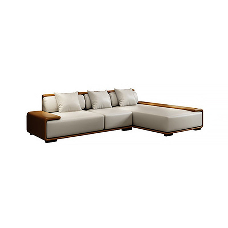 Assembled Genuine Leather Living Room Recessed Arm Modular Sofa & Chaise 116"L x 71"W x 29.5"H Left Clearhalo 'furn' 'furn_sectionals' 'Furniture' 'furniture_sectionals' 'kitchen' 'kitchen_sectionals' 'Living Room Furniture' 'Sectionals' 4778005
