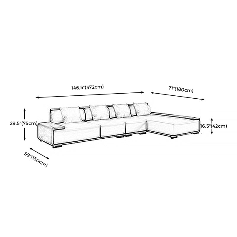 Assembled Genuine Leather Living Room Recessed Arm Modular Sofa & Chaise Clearhalo 'furn' 'furn_sectionals' 'Furniture' 'furniture_sectionals' 'kitchen' 'kitchen_sectionals' 'Living Room Furniture' 'Sectionals' 4778011