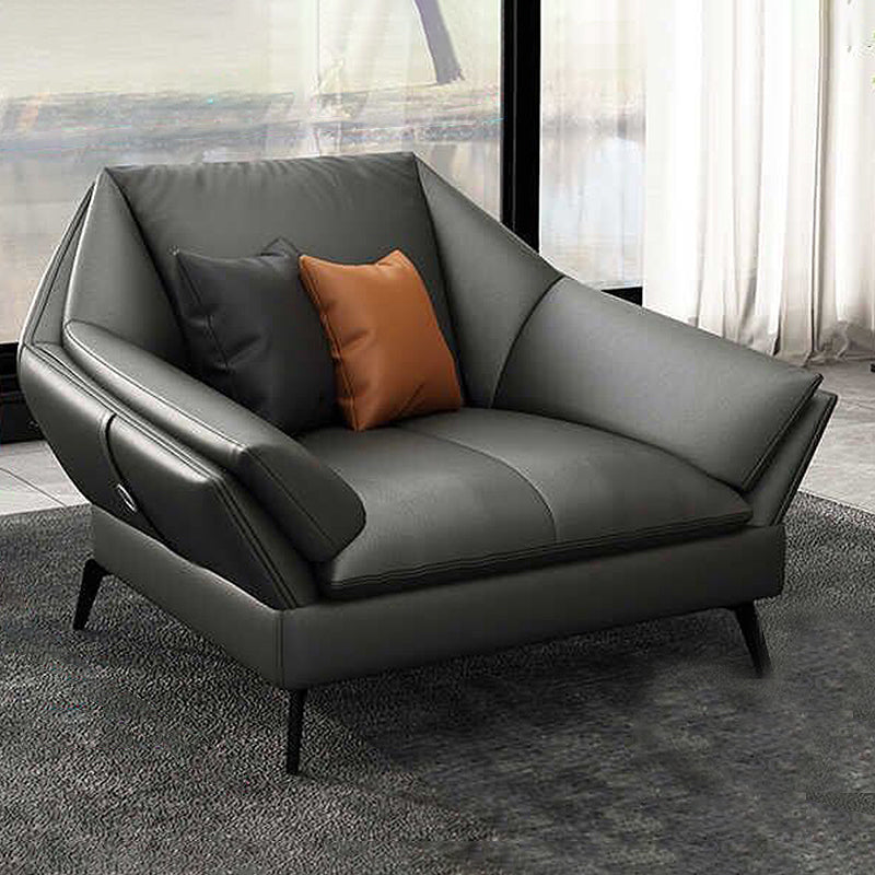 Down Fill Cushions Leather Living Room Pillow Top Arm Modular Sofa & Chaise 44"L x 37"W x 33"H Clearhalo 'furn' 'furn_sectionals' 'Furniture' 'furniture_sectionals' 'kitchen' 'kitchen_sectionals' 'Living Room Furniture' 'Sectionals' 4778019