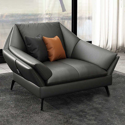 Down Fill Cushions Leather Living Room Pillow Top Arm Modular Sofa & Chaise 44"L x 37"W x 33"H Clearhalo 'furn' 'furn_sectionals' 'Furniture' 'furniture_sectionals' 'kitchen' 'kitchen_sectionals' 'Living Room Furniture' 'Sectionals' 4778019