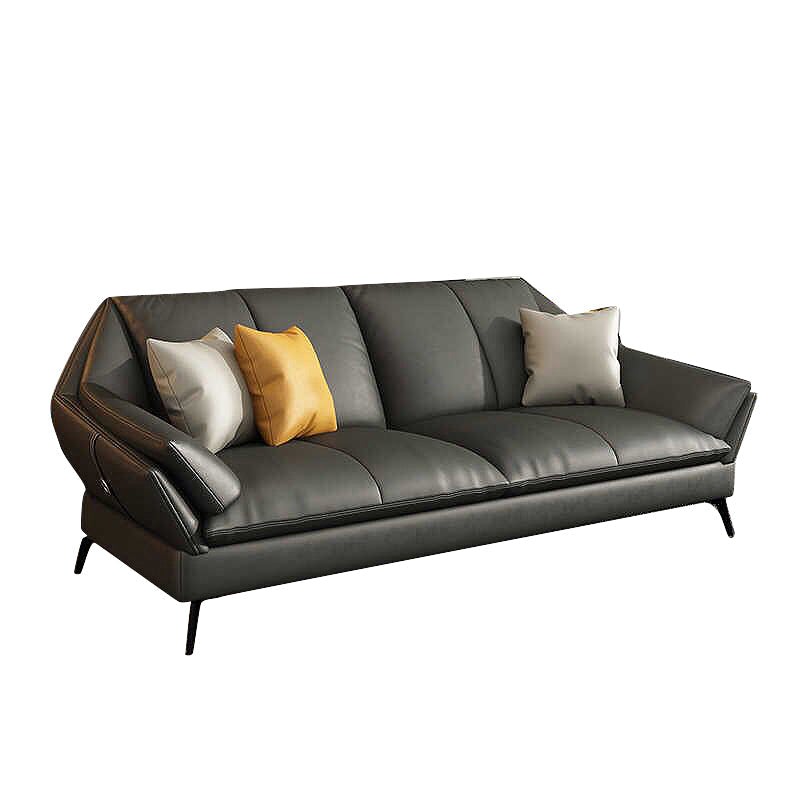 Down Fill Cushions Leather Living Room Pillow Top Arm Modular Sofa & Chaise Clearhalo 'furn' 'furn_sectionals' 'Furniture' 'furniture_sectionals' 'kitchen' 'kitchen_sectionals' 'Living Room Furniture' 'Sectionals' 4778023