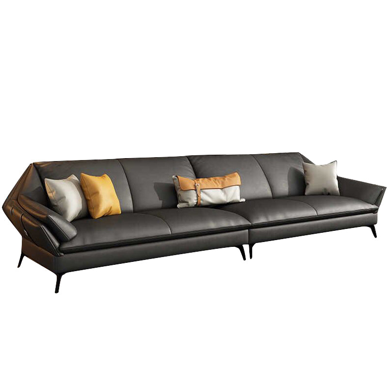 Down Fill Cushions Leather Living Room Pillow Top Arm Modular Sofa & Chaise Clearhalo 'furn' 'furn_sectionals' 'Furniture' 'furniture_sectionals' 'kitchen' 'kitchen_sectionals' 'Living Room Furniture' 'Sectionals' 4778025