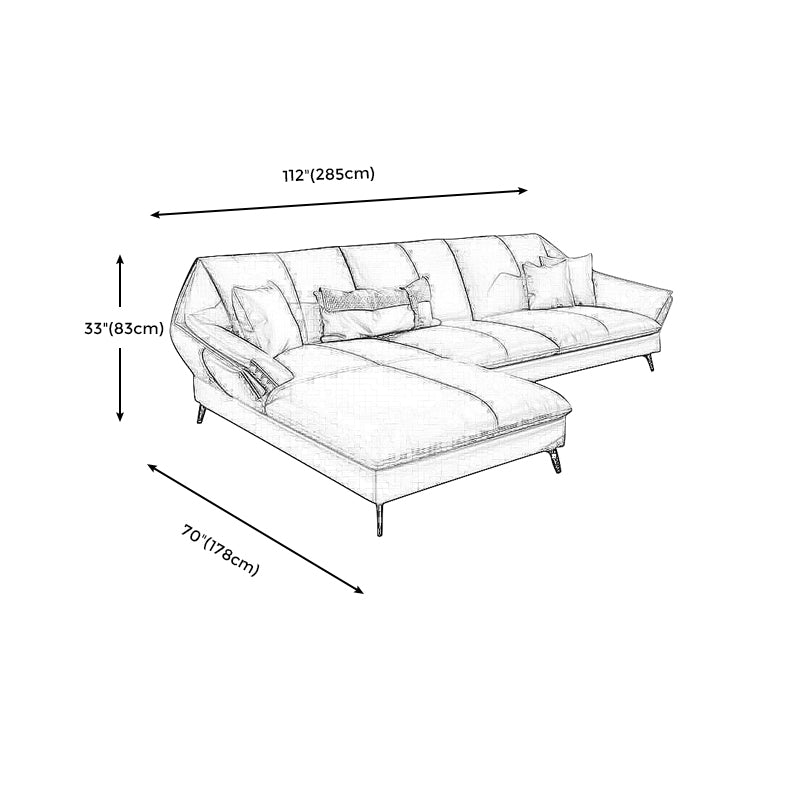 Down Fill Cushions Leather Living Room Pillow Top Arm Modular Sofa & Chaise Clearhalo 'furn' 'furn_sectionals' 'Furniture' 'furniture_sectionals' 'kitchen' 'kitchen_sectionals' 'Living Room Furniture' 'Sectionals' 4778034