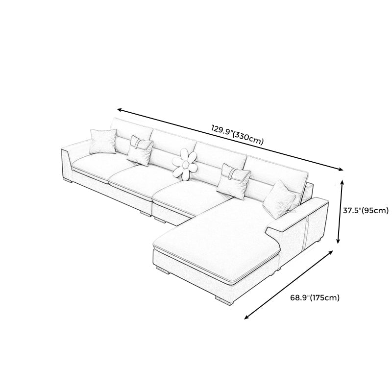 Contemporary Faux Leather Square Arm Sofa with Bolster Pillows for Living Room Clearhalo 'furn' 'furn_sectionals' 'Furniture' 'furniture_sectionals' 'kitchen' 'kitchen_sectionals' 'Living Room Furniture' 'Sectionals' 4778054