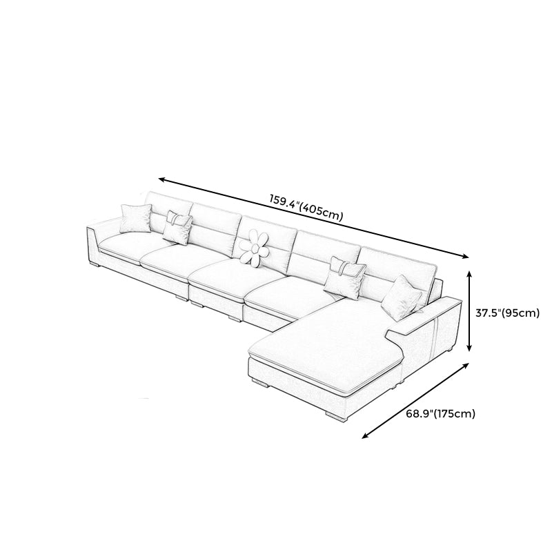 Contemporary Faux Leather Square Arm Sofa with Bolster Pillows for Living Room Clearhalo 'furn' 'furn_sectionals' 'Furniture' 'furniture_sectionals' 'kitchen' 'kitchen_sectionals' 'Living Room Furniture' 'Sectionals' 4778055