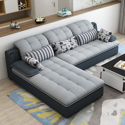 Contemporary Pillow Top Arm Sofa with Storage Bag Adjustable Backrest Sofa Clearhalo 'furn' 'furn_sectionals' 'Furniture' 'furniture_sectionals' 'kitchen' 'kitchen_sectionals' 'Living Room Furniture' 'Sectionals' 4778058