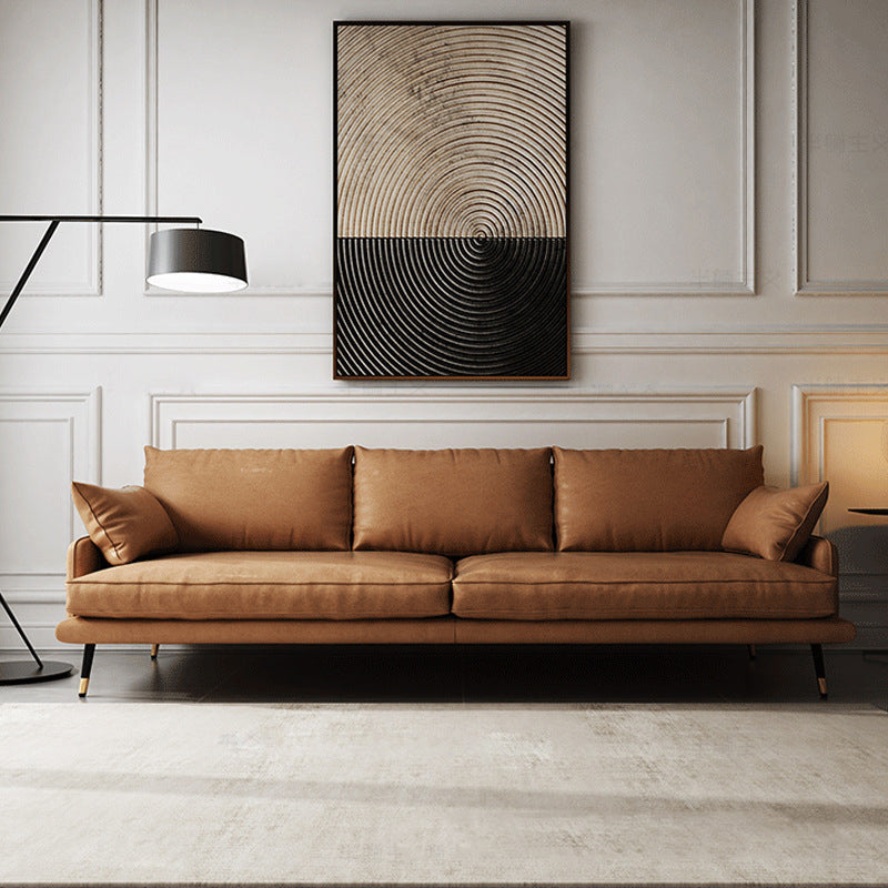 Modern Pillow Top Arm Settee Furniture with Pillows Dark Brown Sofa and Chaise 102"L x 37"W x 35"H Clearhalo 'furn' 'furn_sectionals' 'Furniture' 'furniture_sectionals' 'kitchen' 'kitchen_sectionals' 'Living Room Furniture' 'Sectionals' 4778066