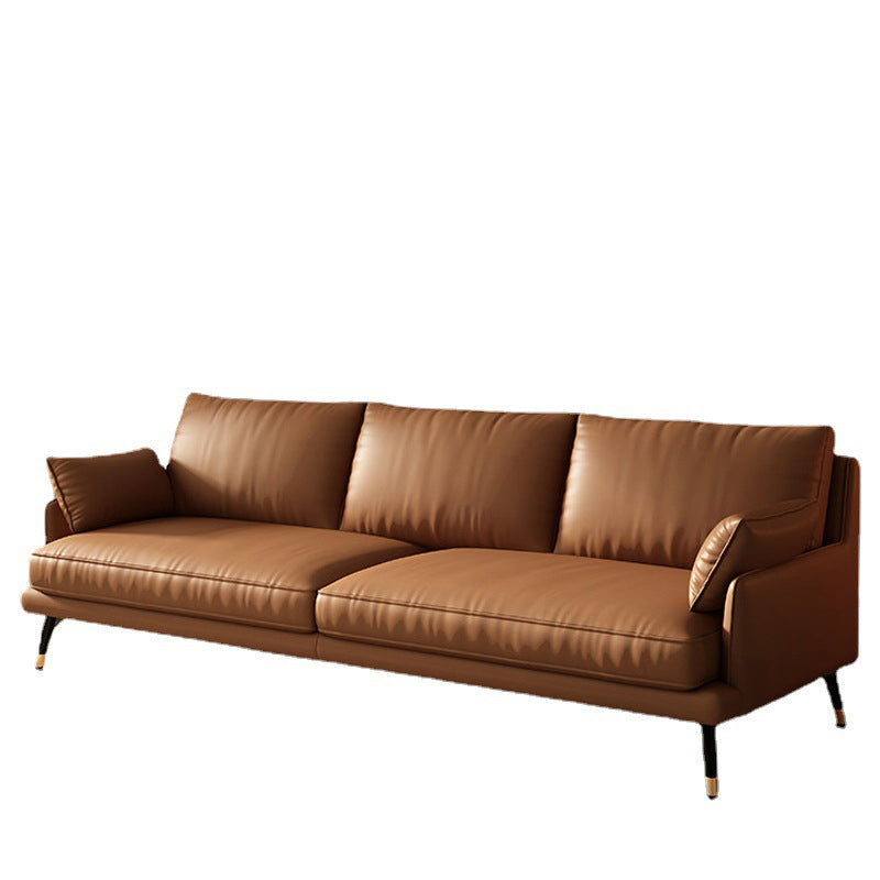 Modern Pillow Top Arm Settee Furniture with Pillows Dark Brown Sofa and Chaise Clearhalo 'furn' 'furn_sectionals' 'Furniture' 'furniture_sectionals' 'kitchen' 'kitchen_sectionals' 'Living Room Furniture' 'Sectionals' 4778071