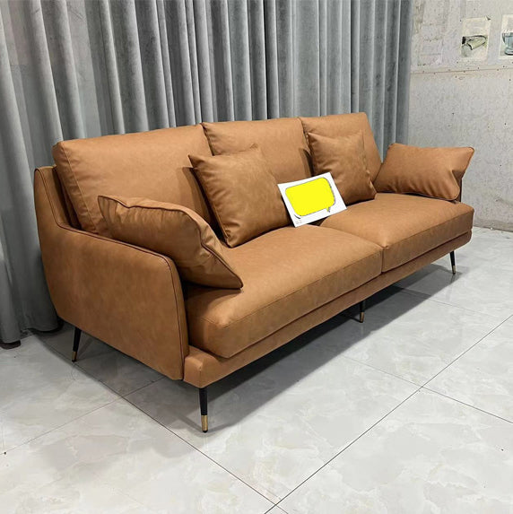 Modern Pillow Top Arm Settee Furniture with Pillows Dark Brown Sofa and Chaise Clearhalo 'furn' 'furn_sectionals' 'Furniture' 'furniture_sectionals' 'kitchen' 'kitchen_sectionals' 'Living Room Furniture' 'Sectionals' 4778073