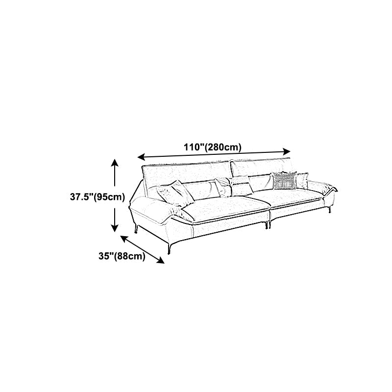 Sewn Pillow Back Faux Leather Pillow Top Arm Sofa with Waterproof and Stain Resistant Clearhalo 'furn' 'furn_sectionals' 'Furniture' 'furniture_sectionals' 'kitchen' 'kitchen_sectionals' 'Living Room Furniture' 'Sectionals' 4778093