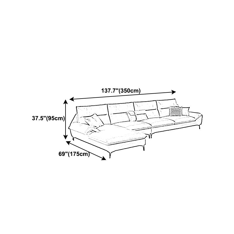 Sewn Pillow Back Faux Leather Pillow Top Arm Sofa with Waterproof and Stain Resistant Clearhalo 'furn' 'furn_sectionals' 'Furniture' 'furniture_sectionals' 'kitchen' 'kitchen_sectionals' 'Living Room Furniture' 'Sectionals' 4778095