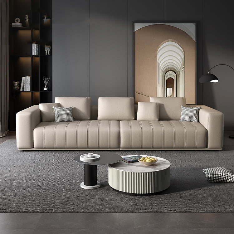 Cushions Faux Leather Square Arm Sofa with Waterproof and Stain Resistant 102"L x 37"W x 25"H Clearhalo 'furn' 'furn_sectionals' 'Furniture' 'furniture_sectionals' 'kitchen' 'kitchen_sectionals' 'Living Room Furniture' 'Sectionals' 4778096