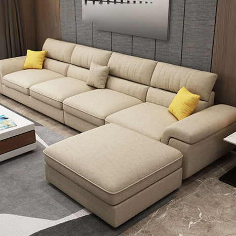 Modern Reversible Chaise Sofa with Pillows Flared Arm Sofa for Living Room Clearhalo 'furn' 'furn_sectionals' 'Furniture' 'furniture_sectionals' 'kitchen' 'kitchen_sectionals' 'Living Room Furniture' 'Sectionals' 4779093