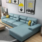 Modern Reversible Chaise Sofa with Pillows Flared Arm Sofa for Living Room Blue Faux Leather Clearhalo 'furn' 'furn_sectionals' 'Furniture' 'furniture_sectionals' 'kitchen' 'kitchen_sectionals' 'Living Room Furniture' 'Sectionals' 4779100