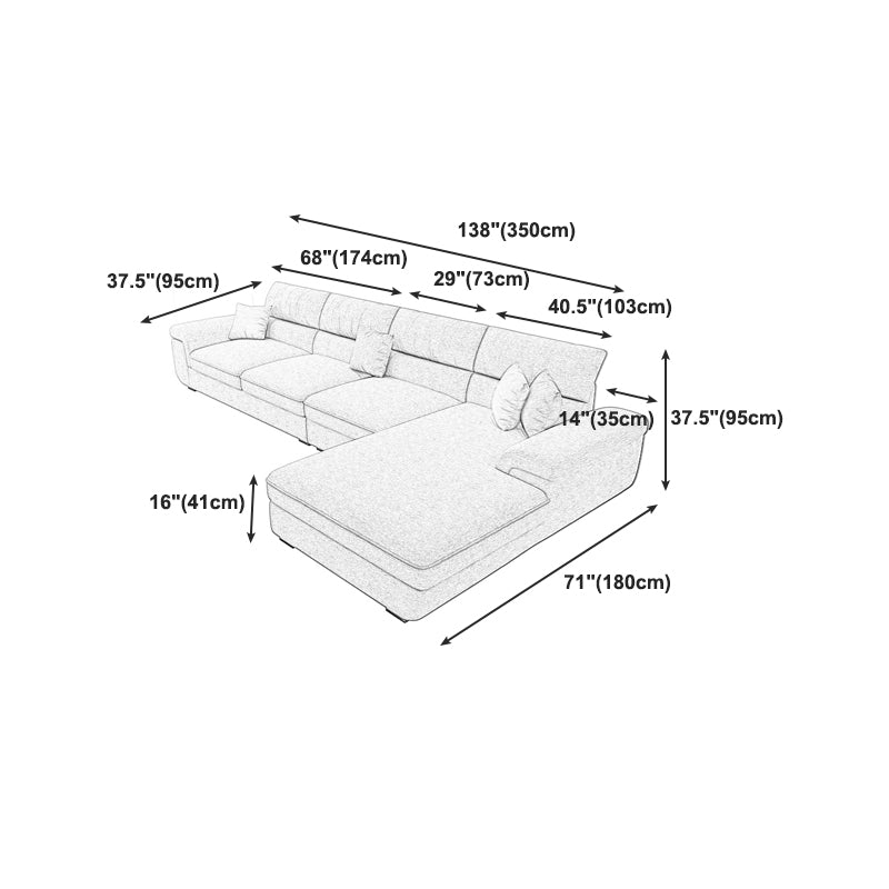 Modern Reversible Chaise Sofa with Pillows Flared Arm Sofa for Living Room Clearhalo 'furn' 'furn_sectionals' 'Furniture' 'furniture_sectionals' 'kitchen' 'kitchen_sectionals' 'Living Room Furniture' 'Sectionals' 4779110