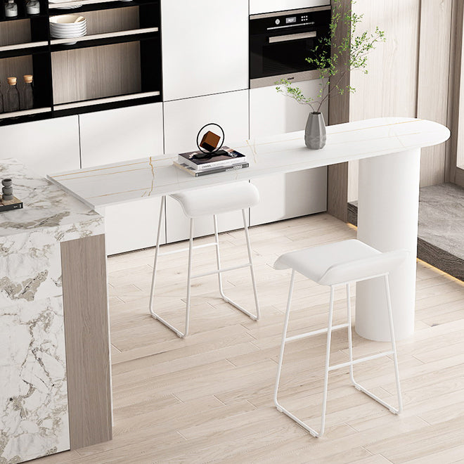 Contemporary Style Rectangle Bar Counter Table Dining Sintered Stone Table for Kitchen 70.9"L x 19.7"W x 41.3"H White Without Chairs Clearhalo 'Bar Furniture' 'Bar Tables' 'bar_tables' 'furn' 'furn_bar_tables' 'Furniture' 'furniture_bar_tables' 'Kitchen & Dining Furniture' 4779616
