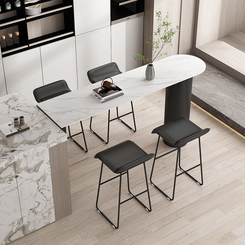 Contemporary Style Rectangle Bar Counter Table Dining Sintered Stone Table for Kitchen Black White Without Chairs Clearhalo 'Bar Furniture' 'Bar Tables' 'bar_tables' 'furn' 'furn_bar_tables' 'Furniture' 'furniture_bar_tables' 'Kitchen & Dining Furniture' 4779623