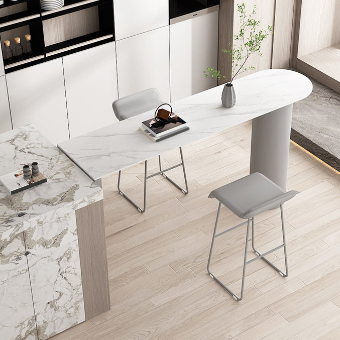 Contemporary Style Rectangle Bar Counter Table Dining Sintered Stone Table for Kitchen White-Gray Without Chairs Clearhalo 'Bar Furniture' 'Bar Tables' 'bar_tables' 'furn' 'furn_bar_tables' 'Furniture' 'furniture_bar_tables' 'Kitchen & Dining Furniture' 4779624