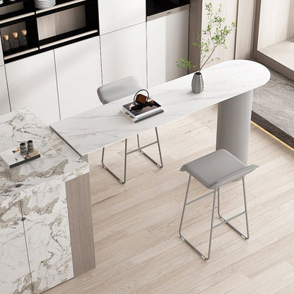 Contemporary Style Rectangle Bar Counter Table Dining Sintered Stone Table for Kitchen White-Gray Without Chairs Clearhalo 'Bar Furniture' 'Bar Tables' 'bar_tables' 'furn' 'furn_bar_tables' 'Furniture' 'furniture_bar_tables' 'Kitchen & Dining Furniture' 4779624