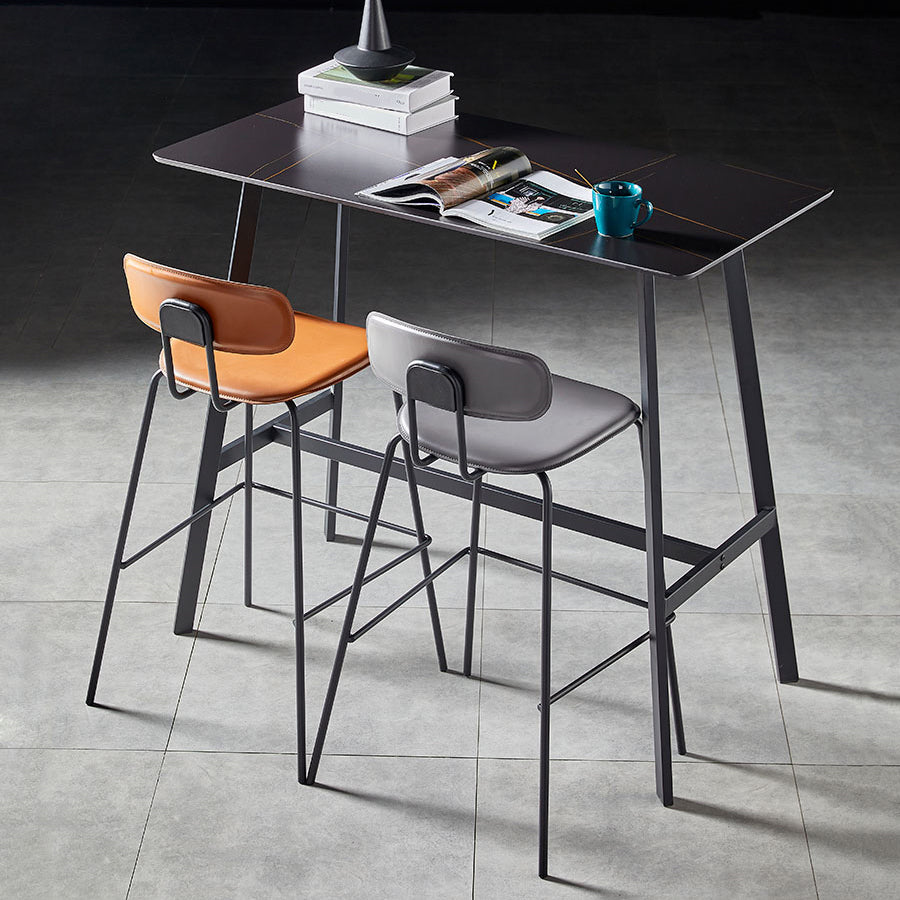 Contemporary Rectangle Bar Counter Table Sintered Stone Dining Table for Restaurant 47.2"L x 23.6"W x 41.3"H Black Without Chairs Clearhalo 'Bar Furniture' 'Bar Tables' 'bar_tables' 'furn' 'furn_bar_tables' 'Furniture' 'furniture_bar_tables' 'Kitchen & Dining Furniture' 4779647
